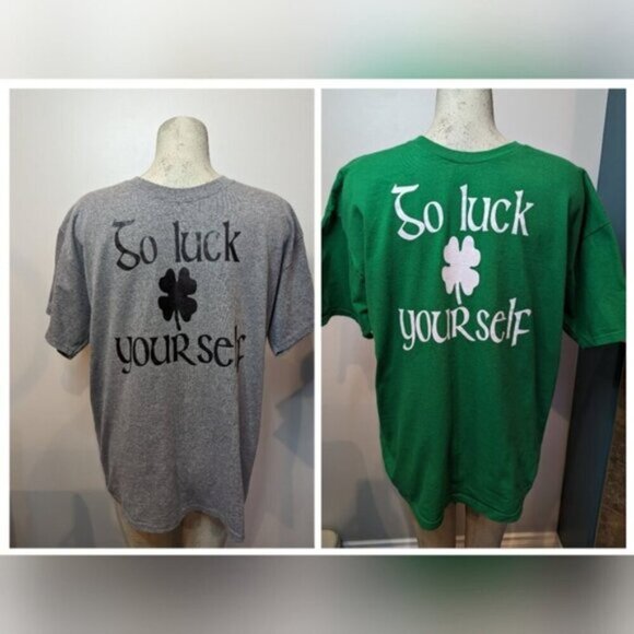 Go Luck Yourself gray t shirt custom made. New- size L - Picture 9 of 9